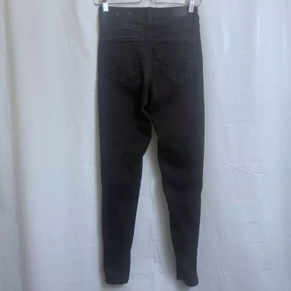 American Eagle Curvy Super Hi Rise Jeggings Women's Size 4 Black 28" Inseam - Picture 2 of 4